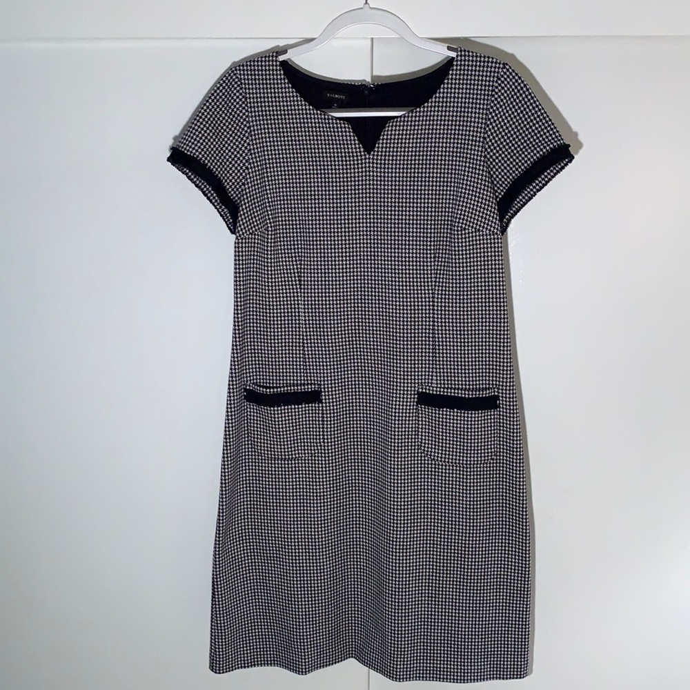 Talbots black & white houndstooth dress
